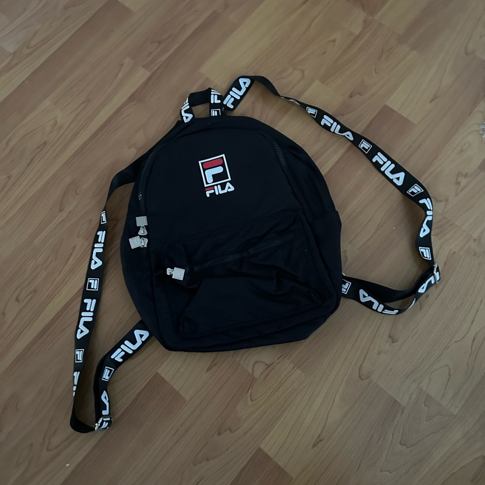 Fila Black Sporty Backpack with Logo